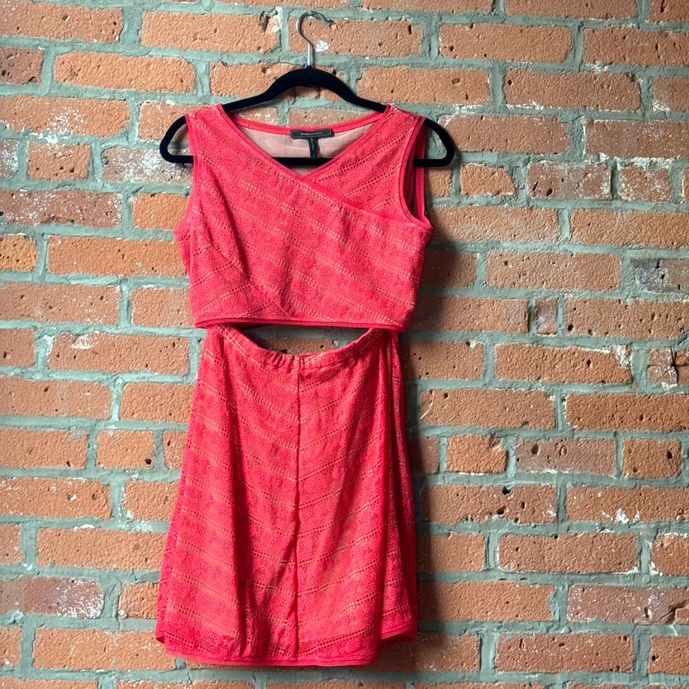 BCBGMaxAzria Pink and Beige Mesh Detail Set